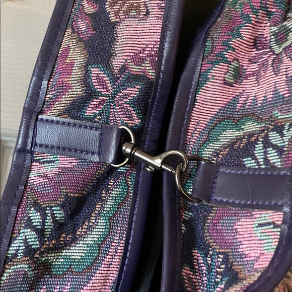 RARE purple tapestry Pierre Cardin floral garment bag suitcase luggage travel - Picture 10 of 10